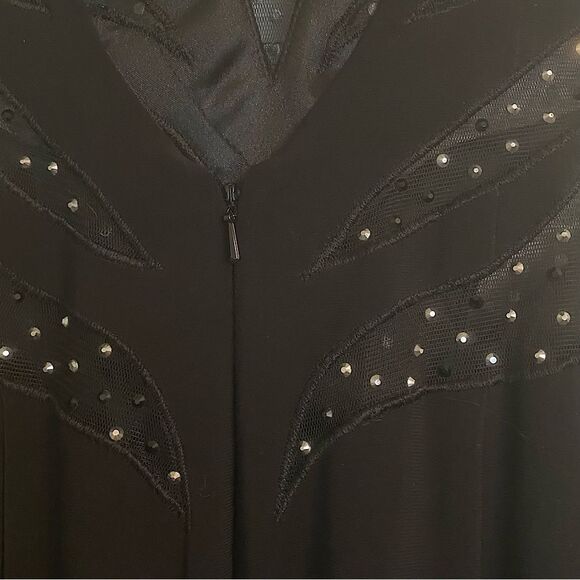 EUC Sherri Hill Black Rhinestone Embellished Evening Gown Lined Dress Size 4 - Picture 10 of 15